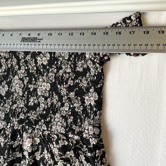 American Eagle Outfitters Women Maxi Dress M Black Floral A-Line Sundress Ruffle - Picture 3 of 10